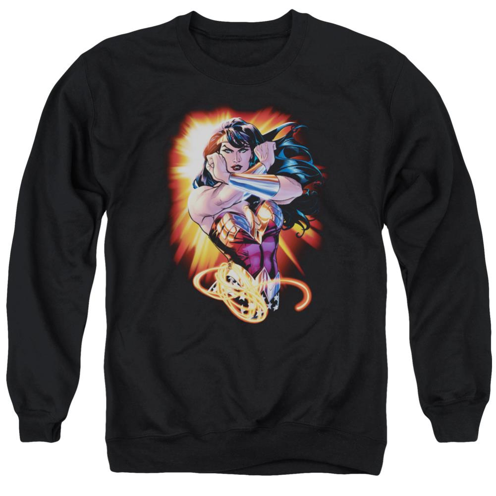 Justice League Of America Wonder Rays Men's Crewneck 50 50 Poly Long-Sleeve T-Shirt