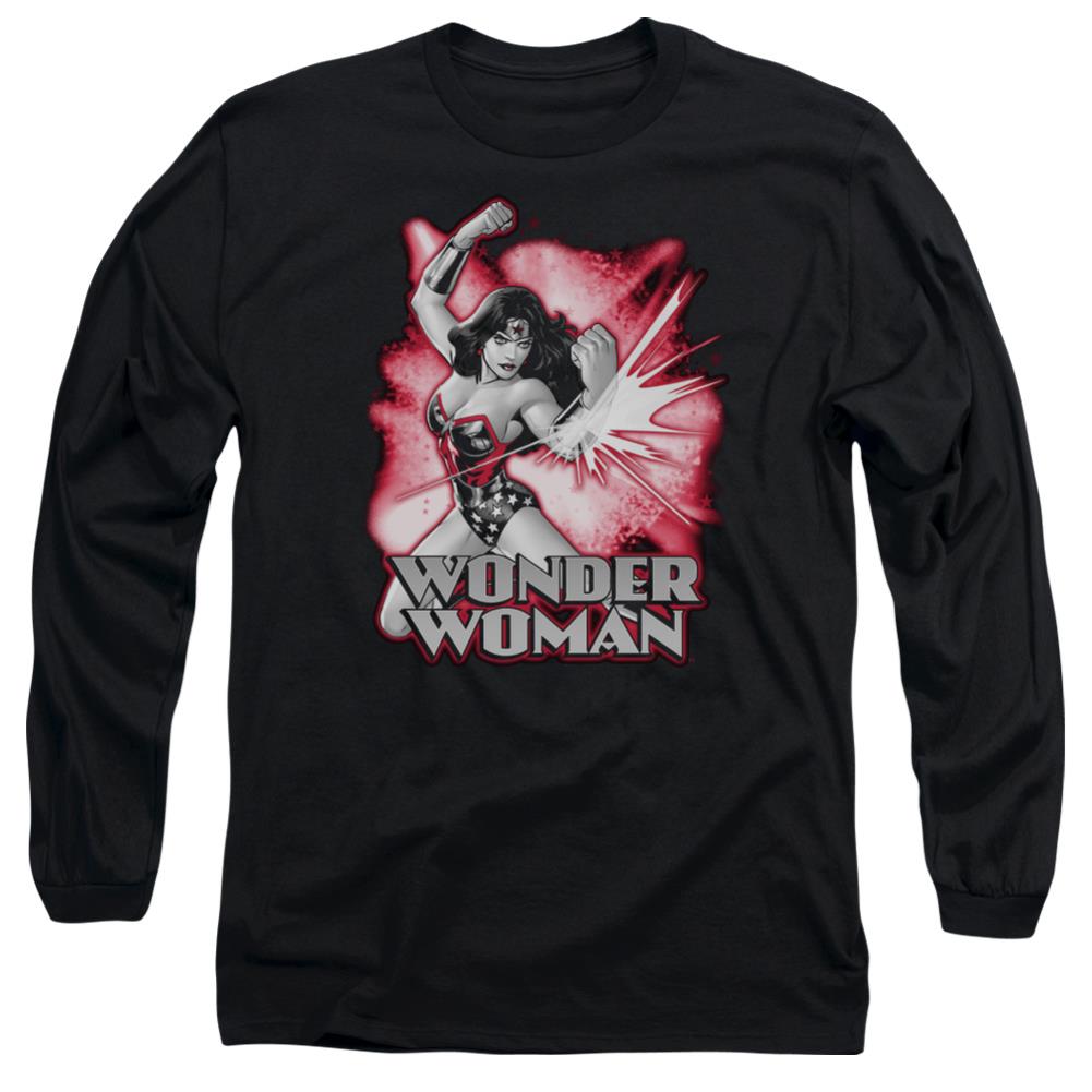 Justice League Of America Wonder Woman Red And Gray Men's 18/1 Cotton Long-Sleeve T-Shirt