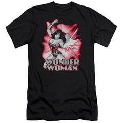 Justice League Of America Wonder Woman Red And Gray Men's Ultra-Soft 30/1 Cotton Slim Short-Sleeve T-Shirt
