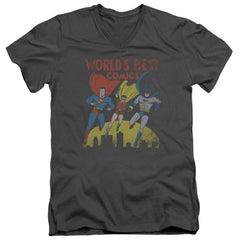 Justice League Of America World's Best Men's 30/1 Cotton Slim V-Neck T-Shirt