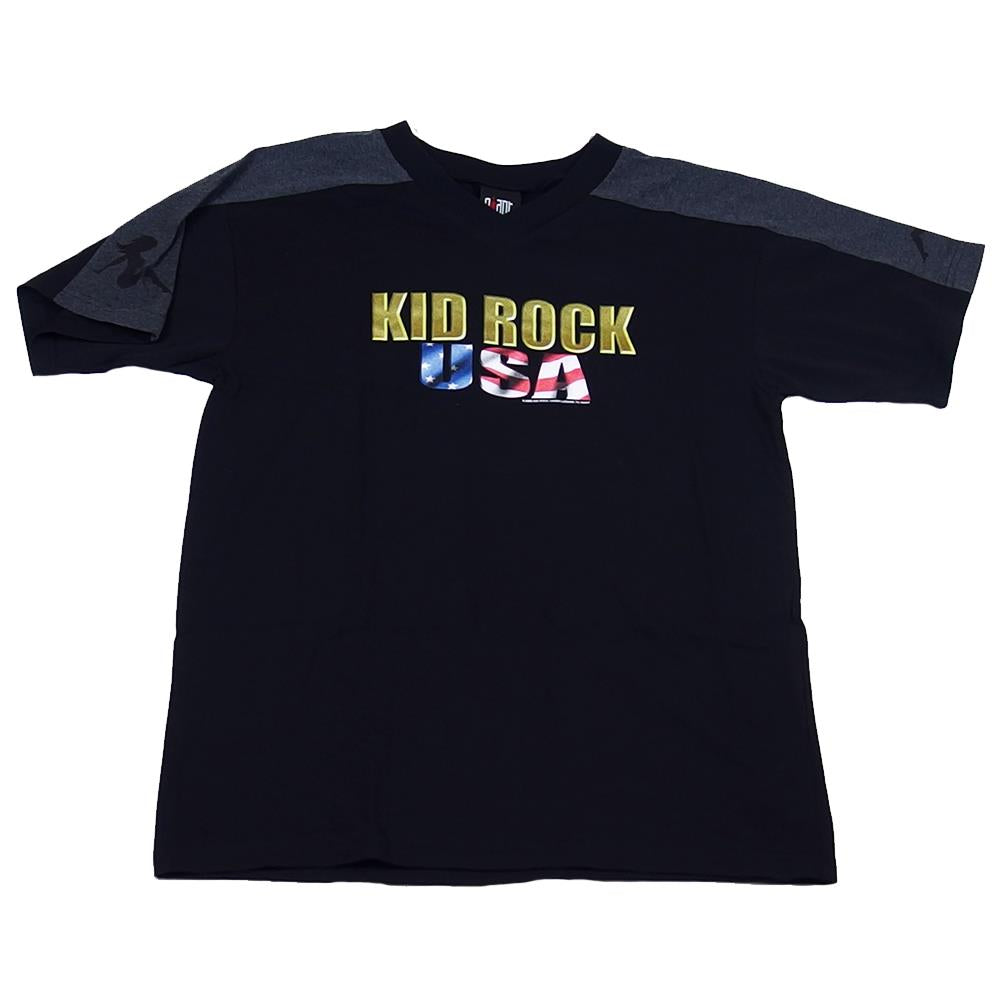 Kid Rock USA V-Neck Jersey Men's Black And Gray T-Shirt