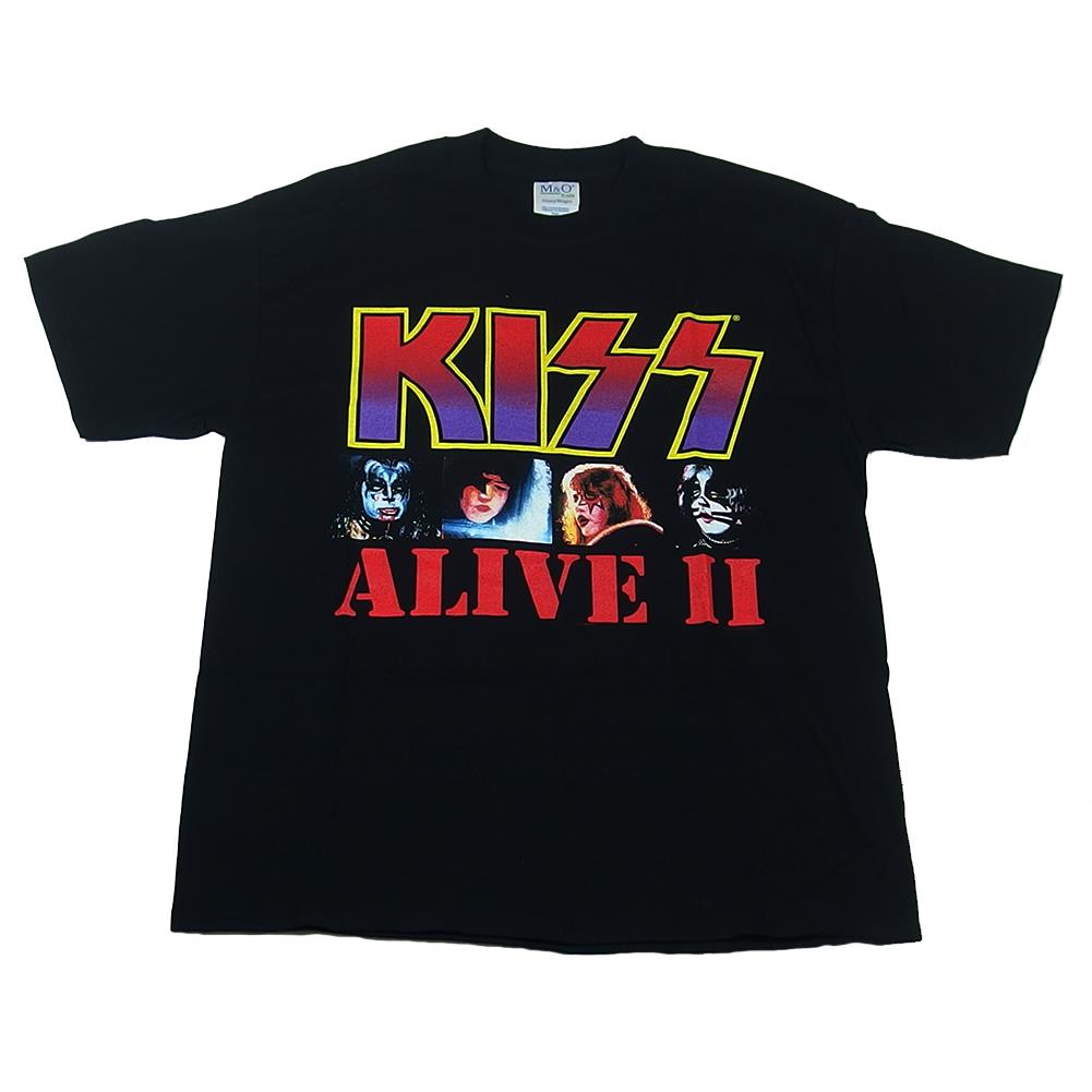 KISS Men's Alive II Album Art Release Date Black T-Shirt