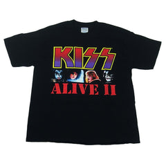 KISS Men's Alive II Album Art Release Date Black T-Shirt