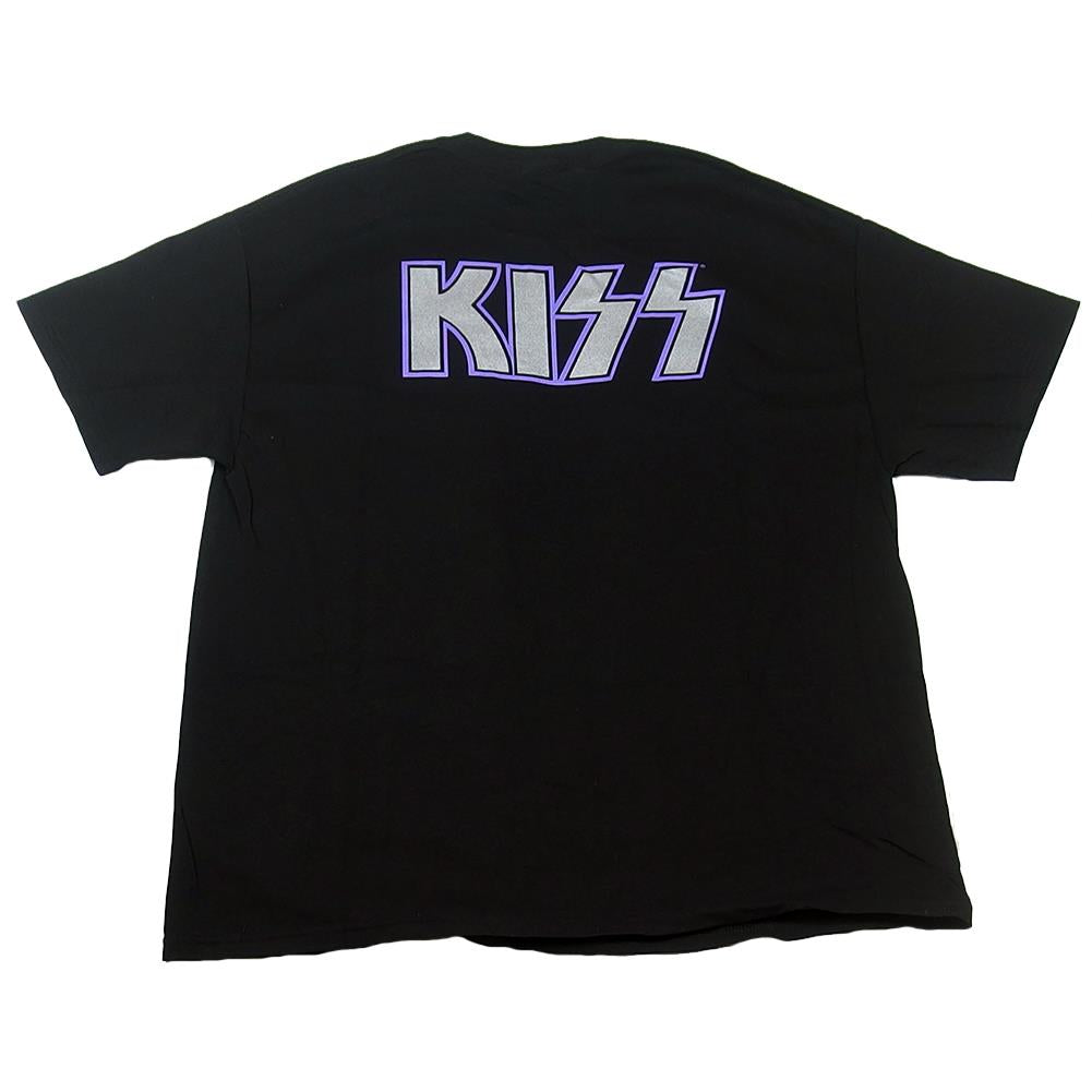 KISS Men's Purple Glow Band Pose Farewell Tour 1973-2000 Black T-Shirt