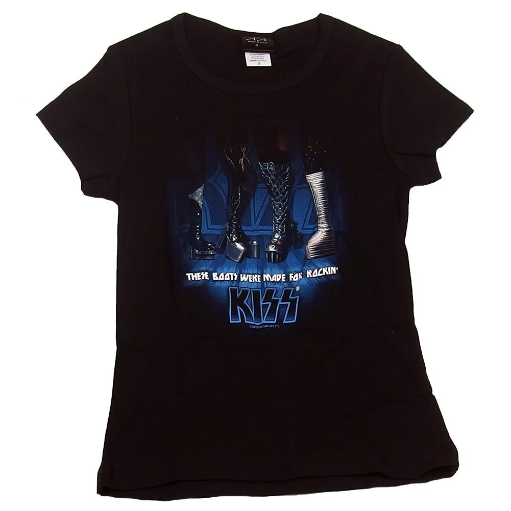 KISS Women's These Boots Were Made For Rockin' Black Babydoll T-Shirt