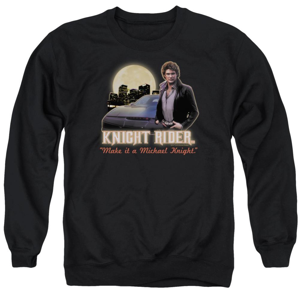 Knight Rider Full Moon Men's Crewneck 50 50 Poly Long-Sleeve T-Shirt