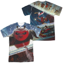Kung Fu Panda Epic Jumping (Front/Back Print) Men's Regular Fit Polyester Short-Sleeve T-Shirt