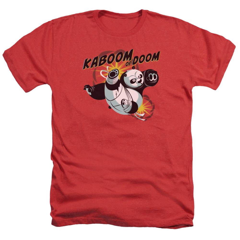 Kung Fu Panda Kaboom Of Doom Men's 30/1 Heather 60 40 Poly Short-Sleeve T-Shirt