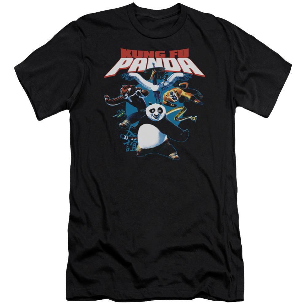 Kung Fu Panda Kung Fu Group Men's Ultra-Soft 30/1 Cotton Slim Short-Sleeve T-Shirt
