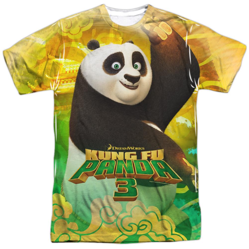 Kung Fu Panda Po And Friends Men's Regular Fit Polyester Short-Sleeve T-Shirt