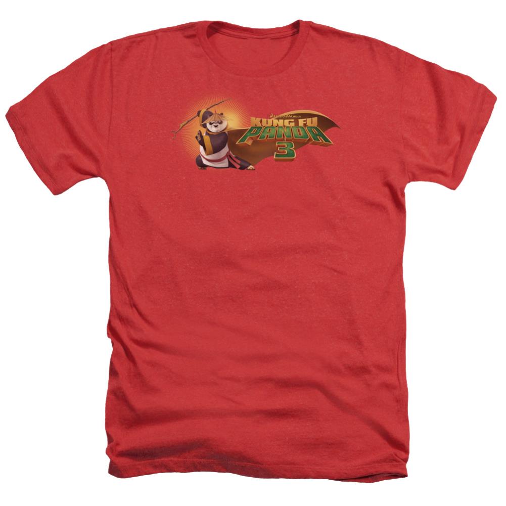Kung Fu Panda Po Logo Men's 30/1 Heather 60 40 Poly Short-Sleeve T-Shirt