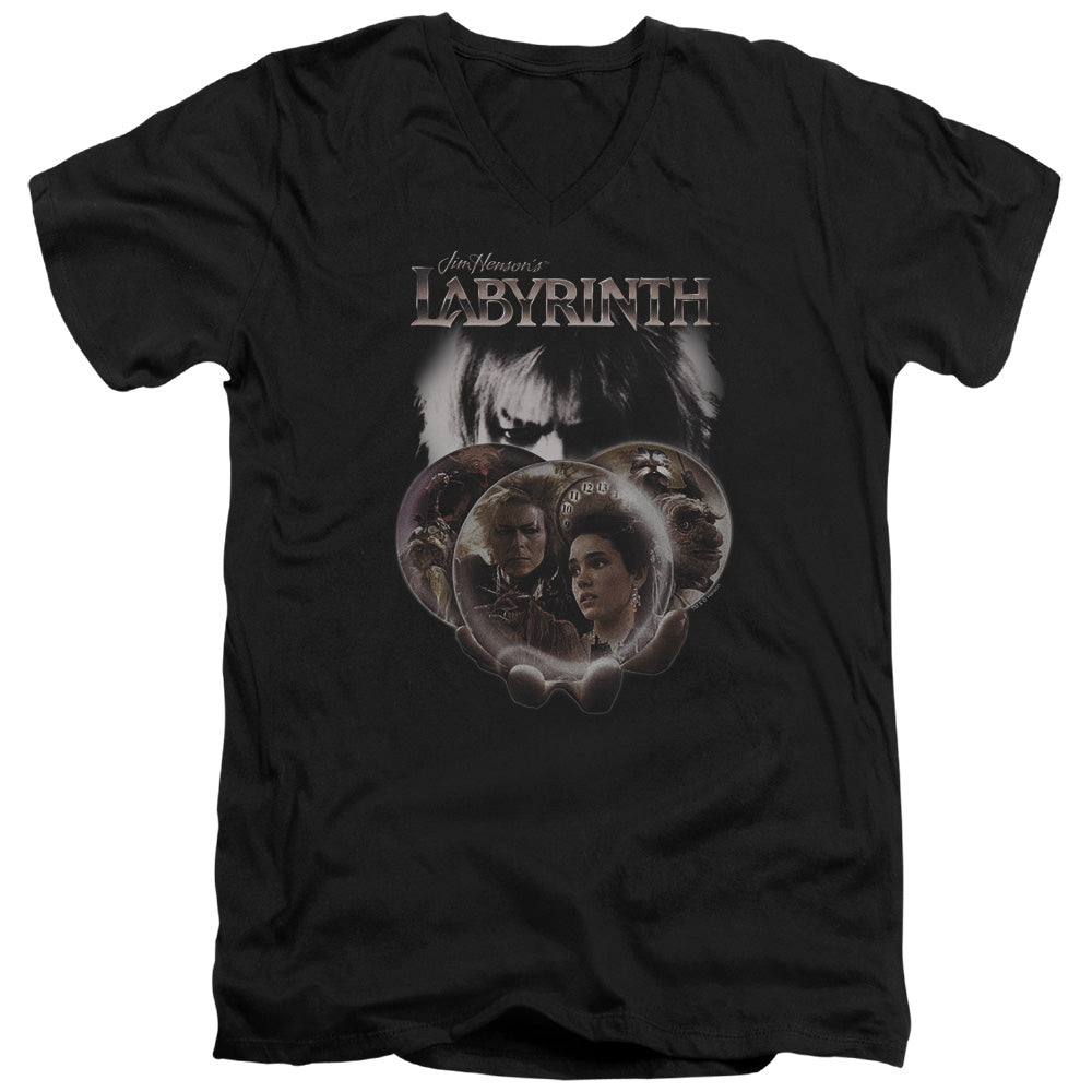 Labyrinth Globes Men's 30/1 Cotton Slim V-Neck T-Shirt