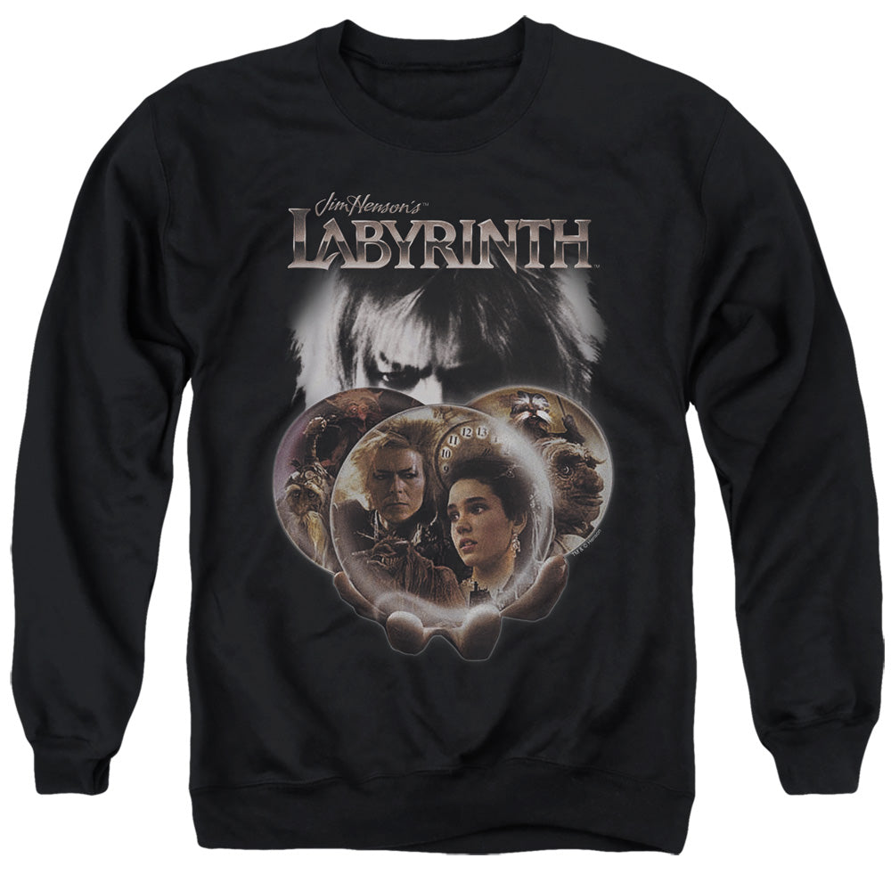 Labyrinth Globes Men's Crewneck 50 50 Poly Long-Sleeve T-Shirt
