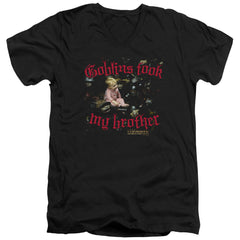 Labyrinth Goblins Took My Brother Men's 30/1 Cotton Slim V-Neck T-Shirt