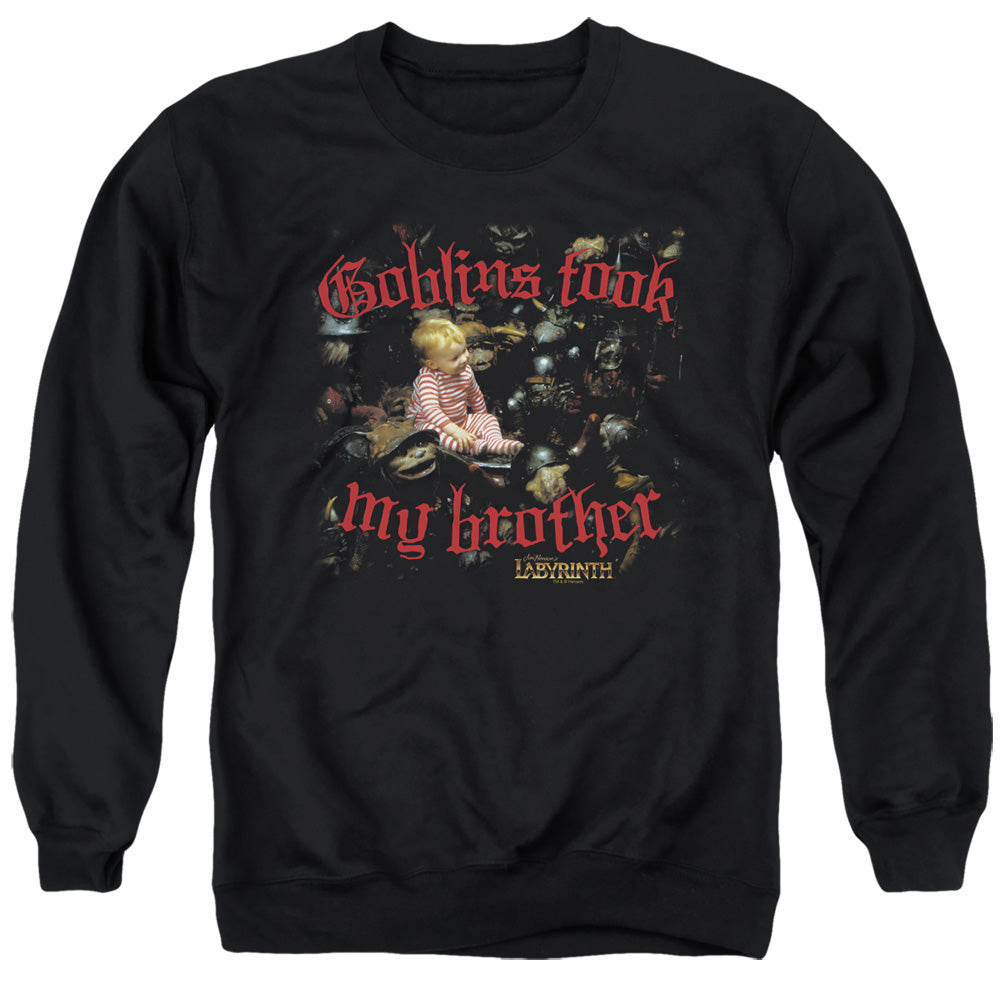Labyrinth Goblins Took My Brother Men's Crewneck 50 50 Poly Long-Sleeve T-Shirt