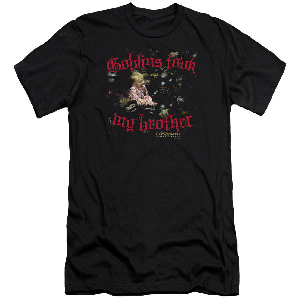 Labyrinth Goblins Took My Brother Men's Ultra-Soft 30/1 Cotton Slim Short-Sleeve T-Shirt