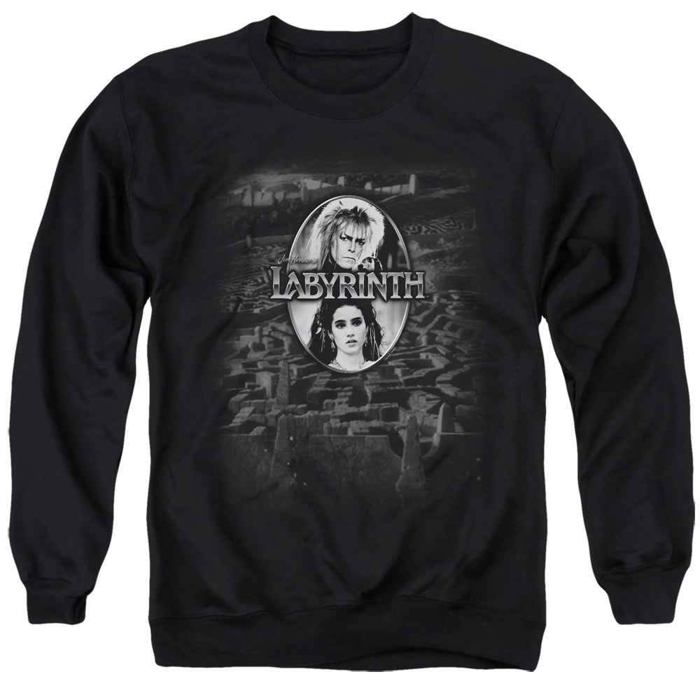 Labyrinth Maze Men's Crewneck 50 50 Poly Long-Sleeve T-Shirt
