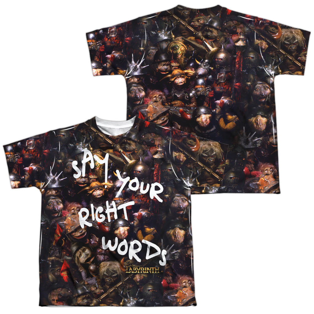 Labyrinth Right Words (Front/Back Print) Youth Regular Fit Poly Short-Sleeve T-Shirt