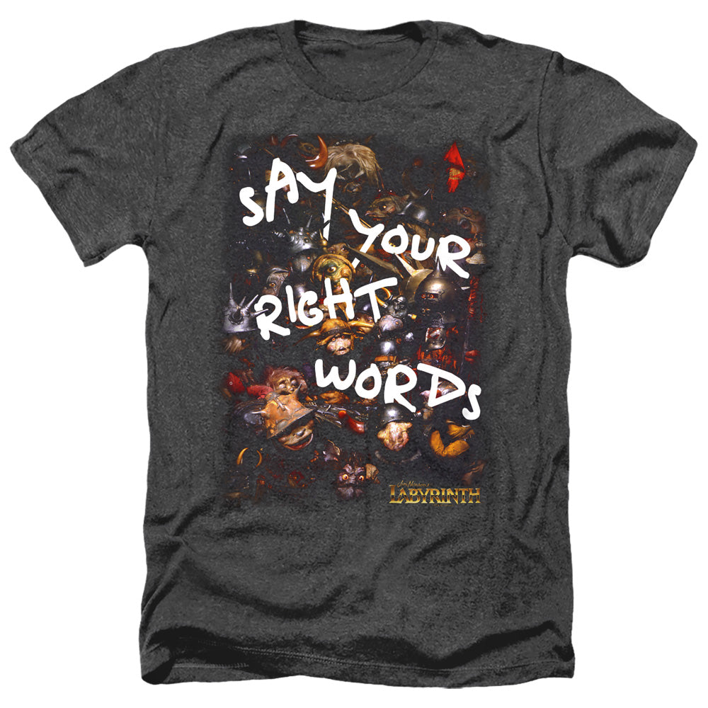 Labyrinth Right Words Men's 30/1 Heather 60 40 Poly Short-Sleeve T-Shirt