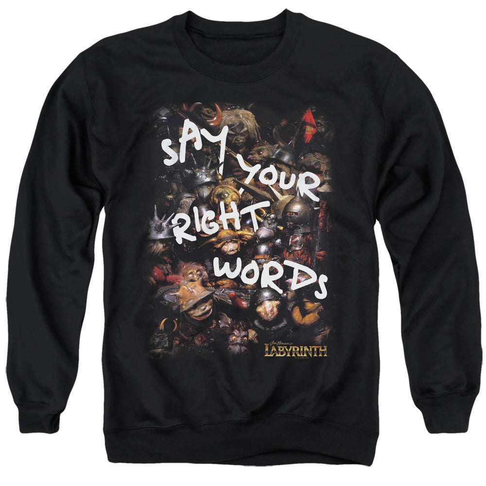 Labyrinth Right Words Men's Crewneck 50 50 Poly Long-Sleeve T-Shirt