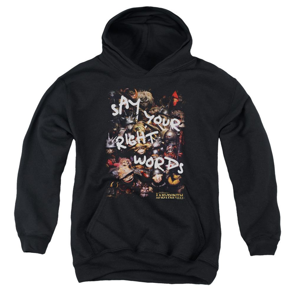Labyrinth Right Words Youth Cotton Poly Pull-Over Hoodie