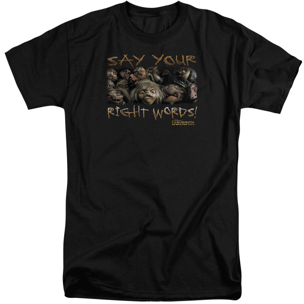Labyrinth Say Your Right Words Men's 18/1 Tall Cotton Short-Sleeve T-Shirt