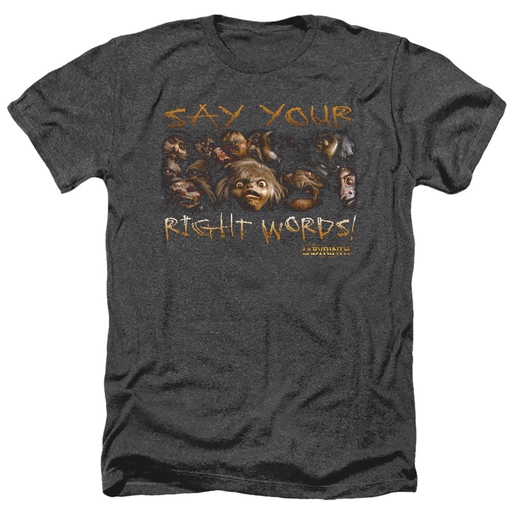 Labyrinth Say Your Right Words Men's 30/1 Heather 60 40 Poly Short-Sleeve T-Shirt
