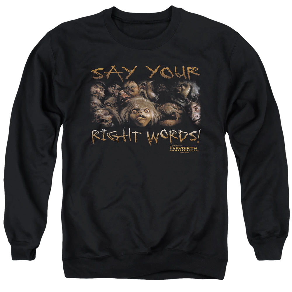 Labyrinth Say Your Right Words Men's Crewneck 50 50 Poly Long-Sleeve T-Shirt