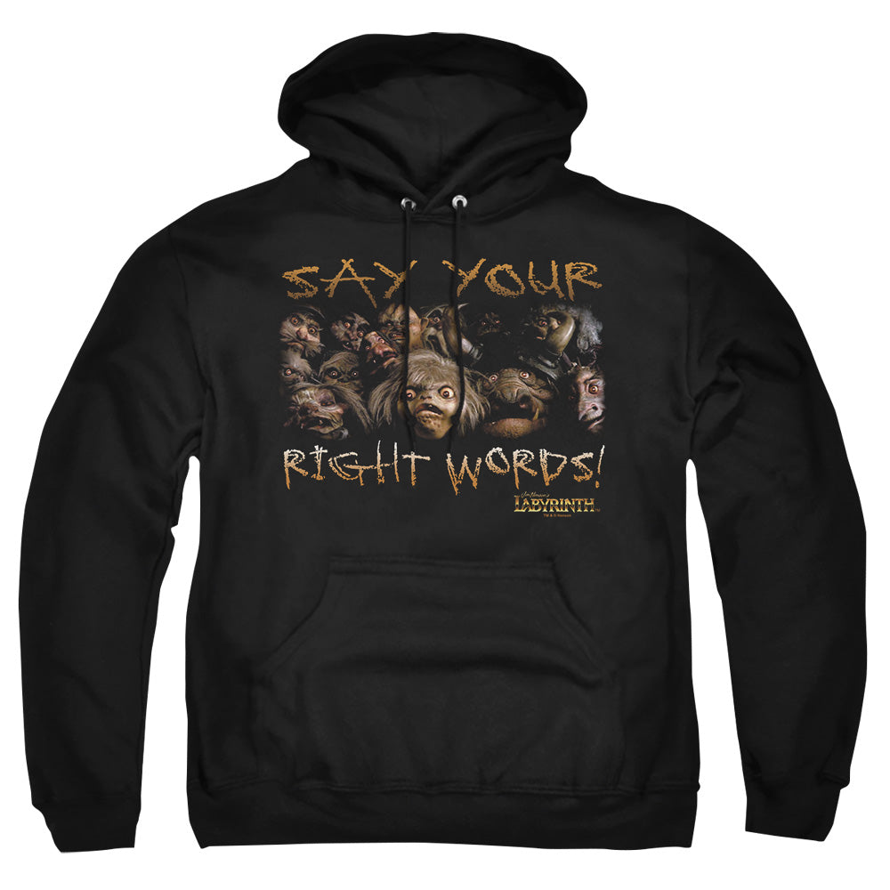 Labyrinth Say Your Right Words Men's Pull-Over 75 25 Poly Hoodie
