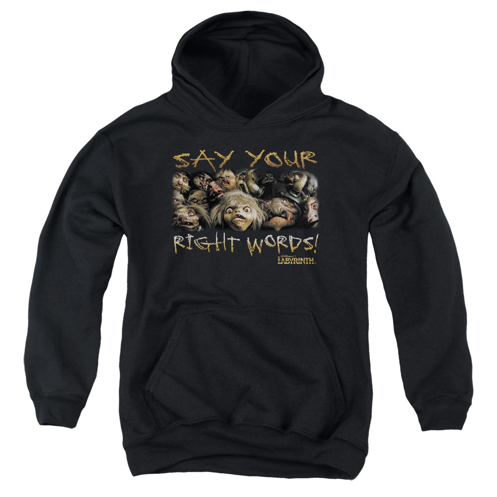 Labyrinth Say Your Right Words Youth Cotton Poly Pull-Over Hoodie