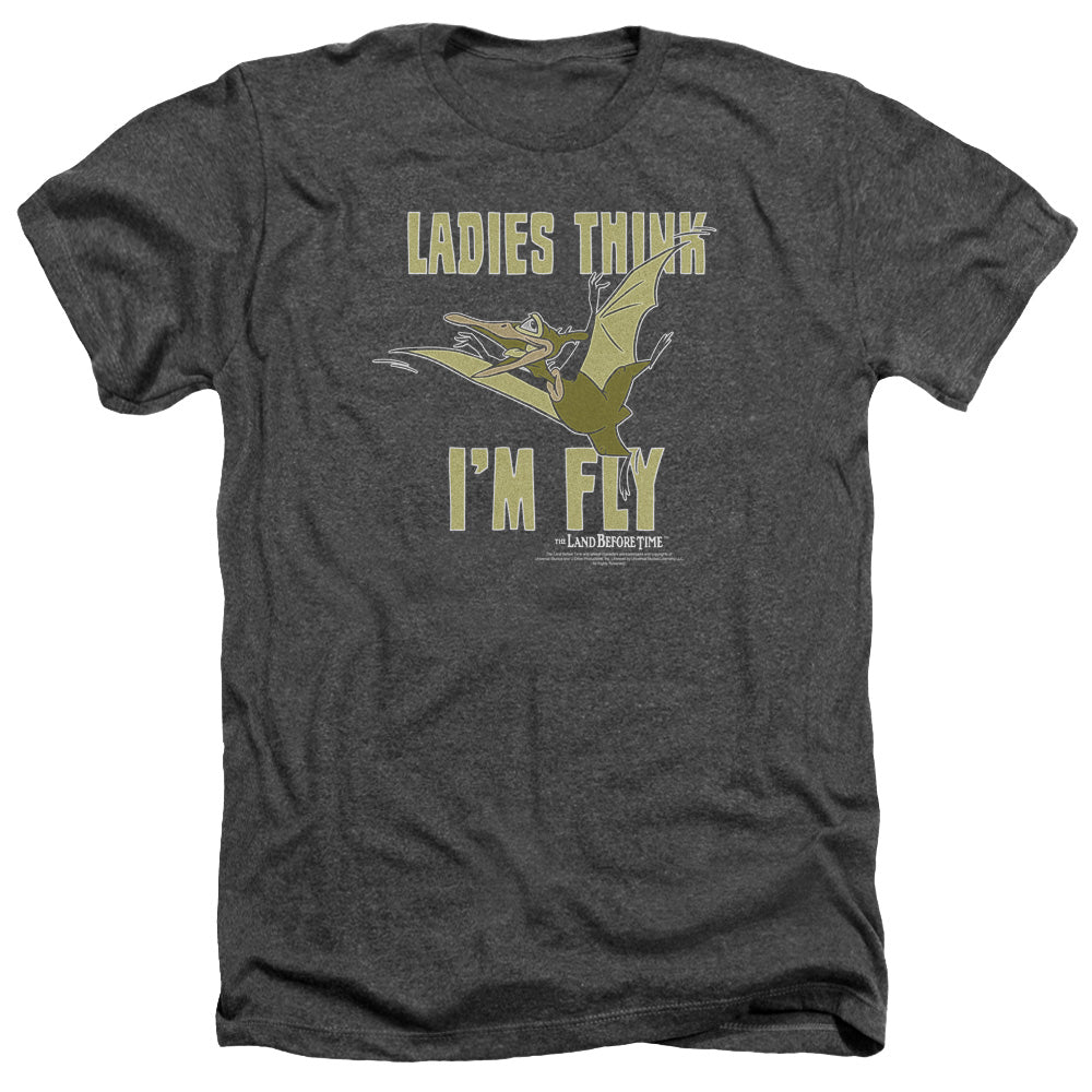 Land Before Time I'm Fly Men's 30/1 Heather 60 40 Poly Short-Sleeve T-Shirt