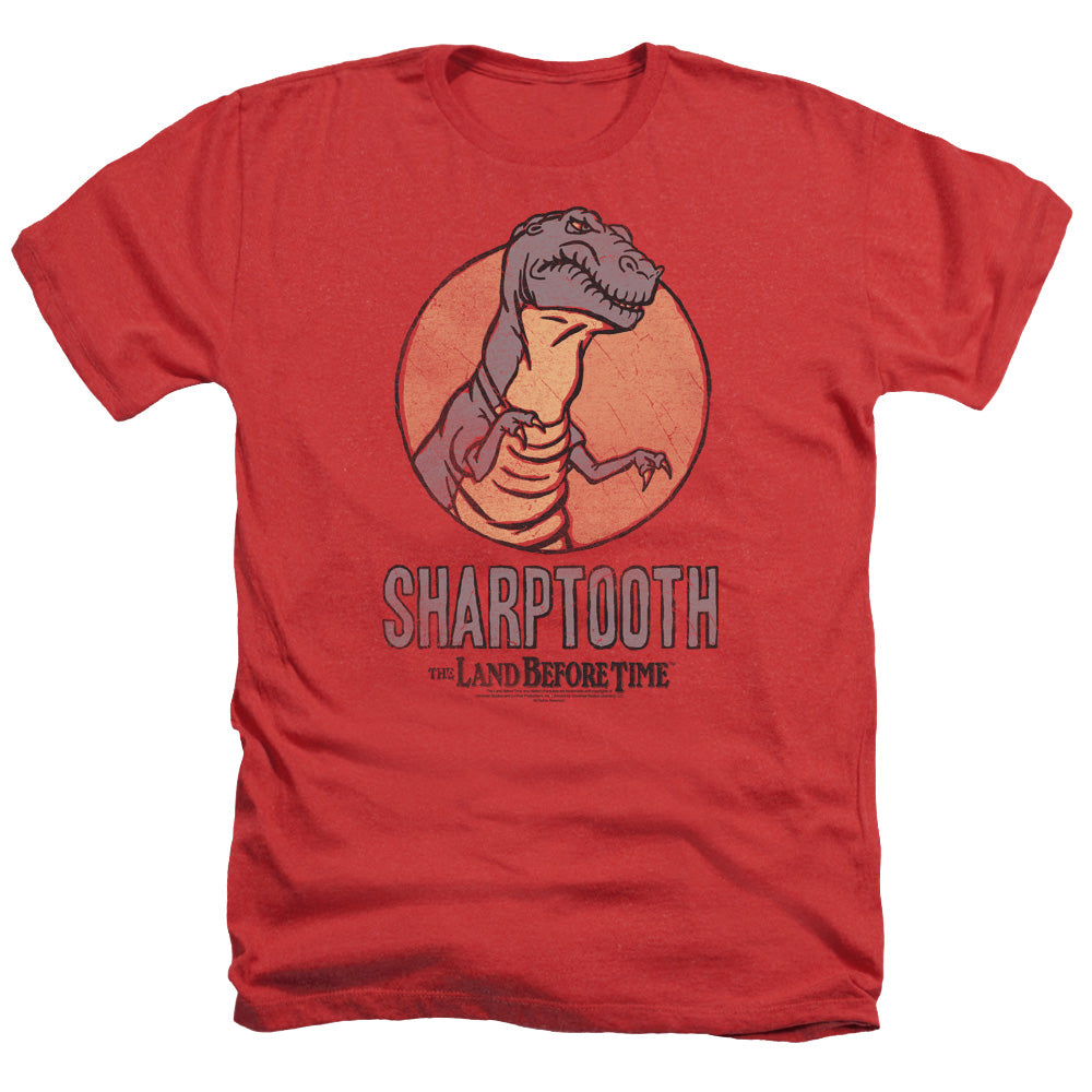 Land Before Time Sharptooth Men's 30/1 Heather 60 40 Poly Short-Sleeve T-Shirt