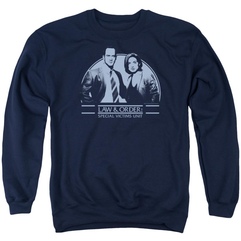 Law And Order SVU Elliot & Olivia Men's Crewneck 50 50 Poly Long-Sleeve T-Shirt