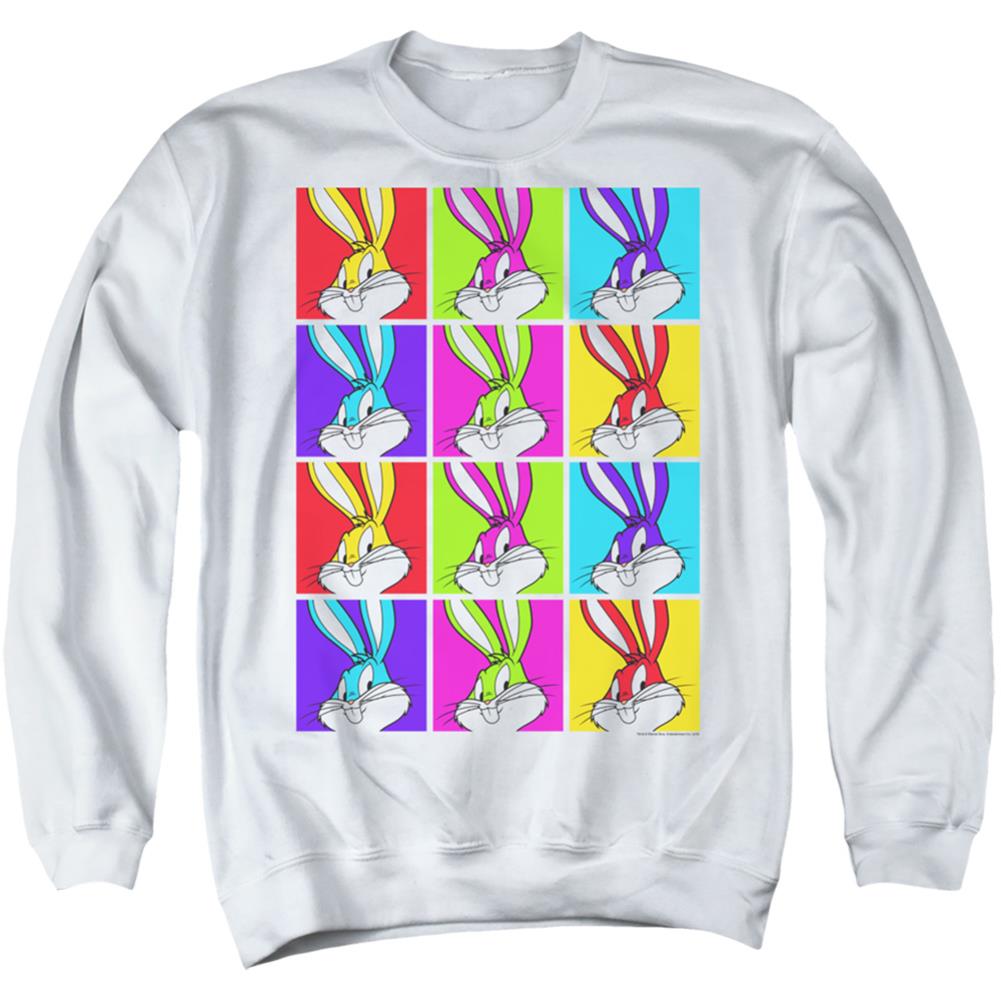 Looney Tunes Bugs Tiles Men's Crewneck 50 50 Poly Long-Sleeve T-Shirt