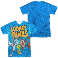 Looney Tunes Collage Of Characters (Front/Back Print) Men's Regular Fit Polyester Short-Sleeve T-Shirt