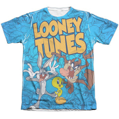 Looney Tunes Collage Of Characters Men's Regular Fit Poly Cotton Short-Sleeve T-Shirt
