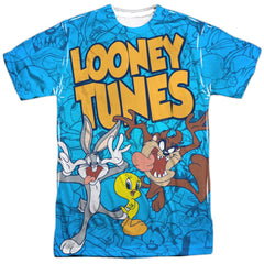 Looney Tunes Collage Of Characters Men's Regular Fit Polyester Short-Sleeve T-Shirt
