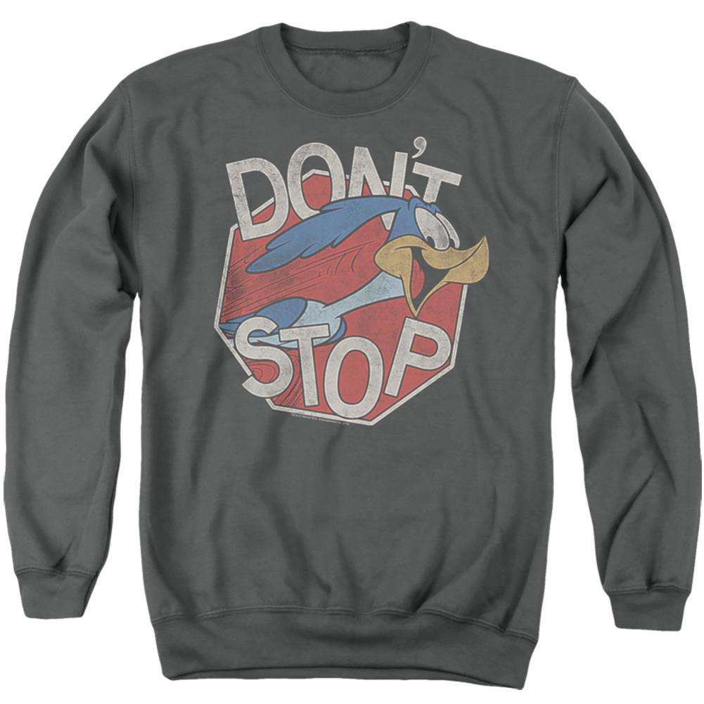Looney Tunes Don't Stop Men's Crewneck 50 50 Poly Long-Sleeve T-Shirt
