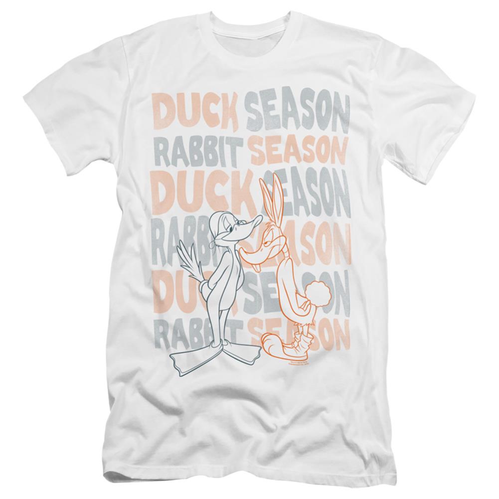 Looney Tunes Duck Season Rabbit Season Men's Ultra-Soft 30/1 Cotton Slim Short-Sleeve T-Shirt