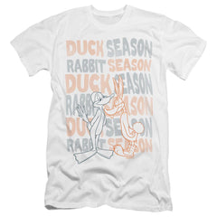 Looney Tunes Duck Season Rabbit Season Men's Ultra-Soft 30/1 Cotton Slim Short-Sleeve T-Shirt