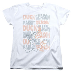 Looney Tunes Duck Season Rabbit Season Women's 18/1 Cotton Short-Sleeve T-Shirt