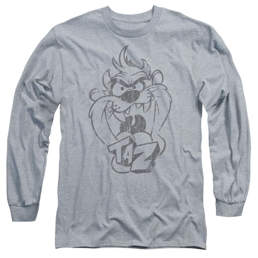 Looney Tunes Faded Taz Men's 18/1 Cotton Long-Sleeve T-Shirt