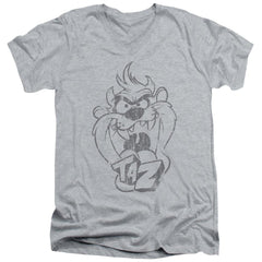 Looney Tunes Faded Taz Men's 30/1 Cotton Slim V-Neck T-Shirt