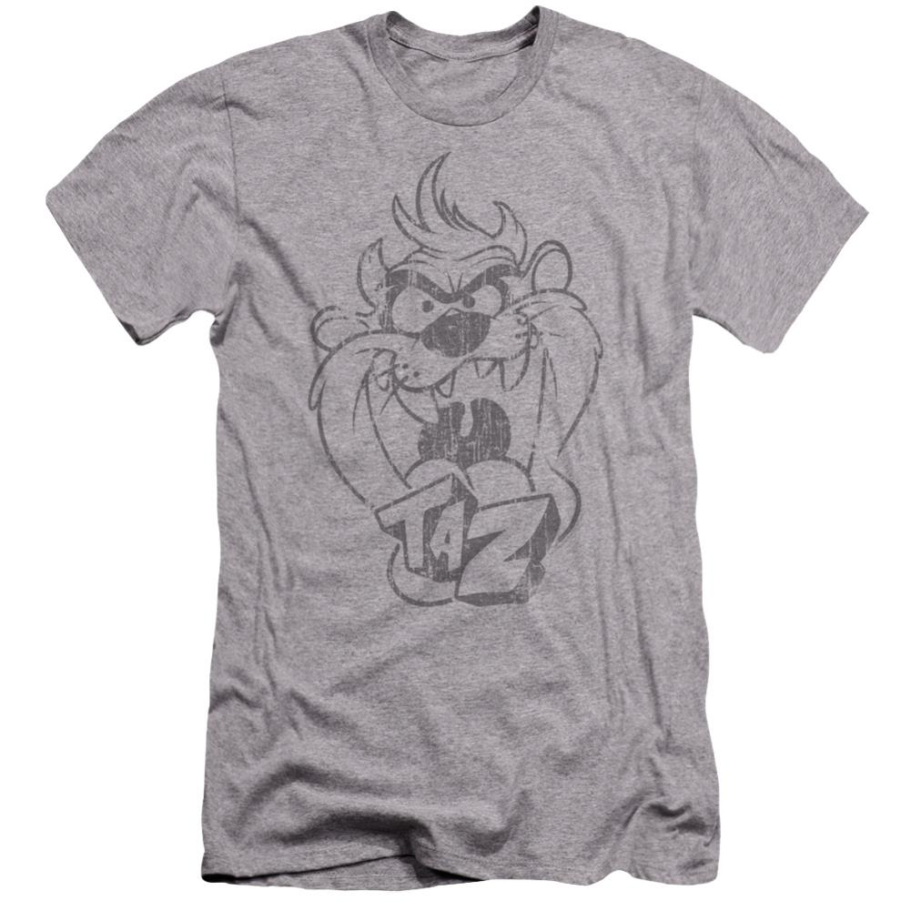 Looney Tunes Faded Taz Men's Ultra-Soft 30/1 Cotton Slim Short-Sleeve T-Shirt