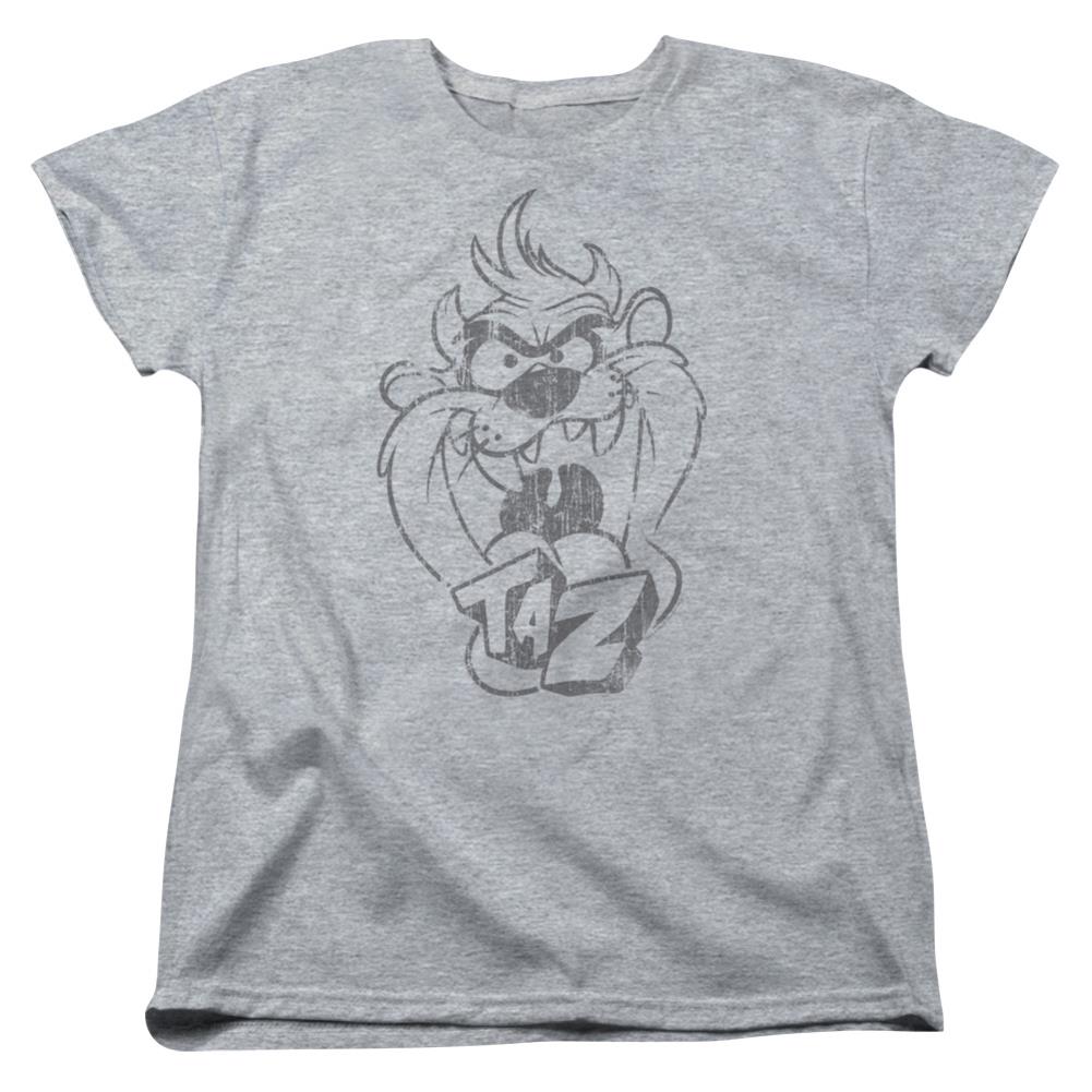 Looney Tunes Faded Taz Women's 18/1 Cotton Short-Sleeve T-Shirt