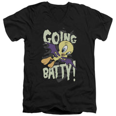 Looney Tunes Going Batty Men's 30/1 Cotton Slim V-Neck T-Shirt
