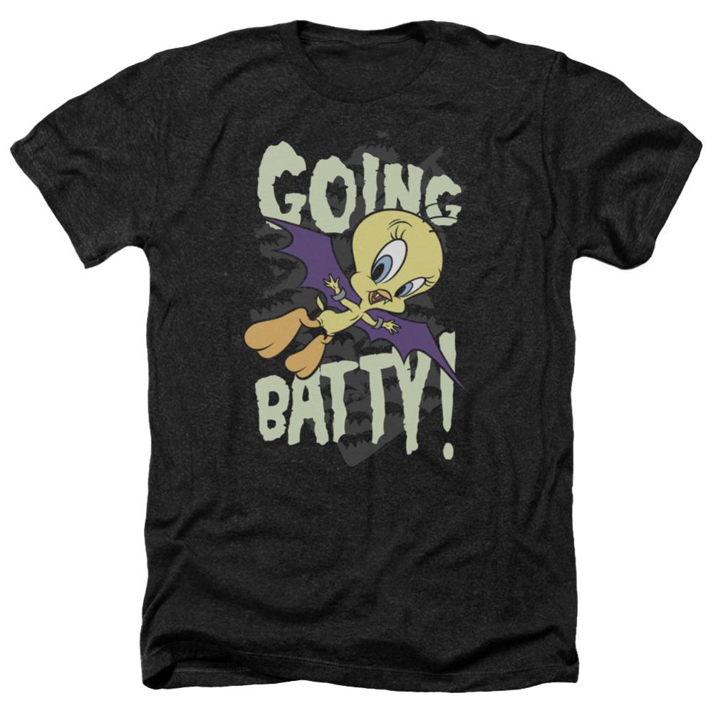 Looney Tunes Going Batty Men's 30/1 Heather 60 40 Poly Short-Sleeve T-Shirt