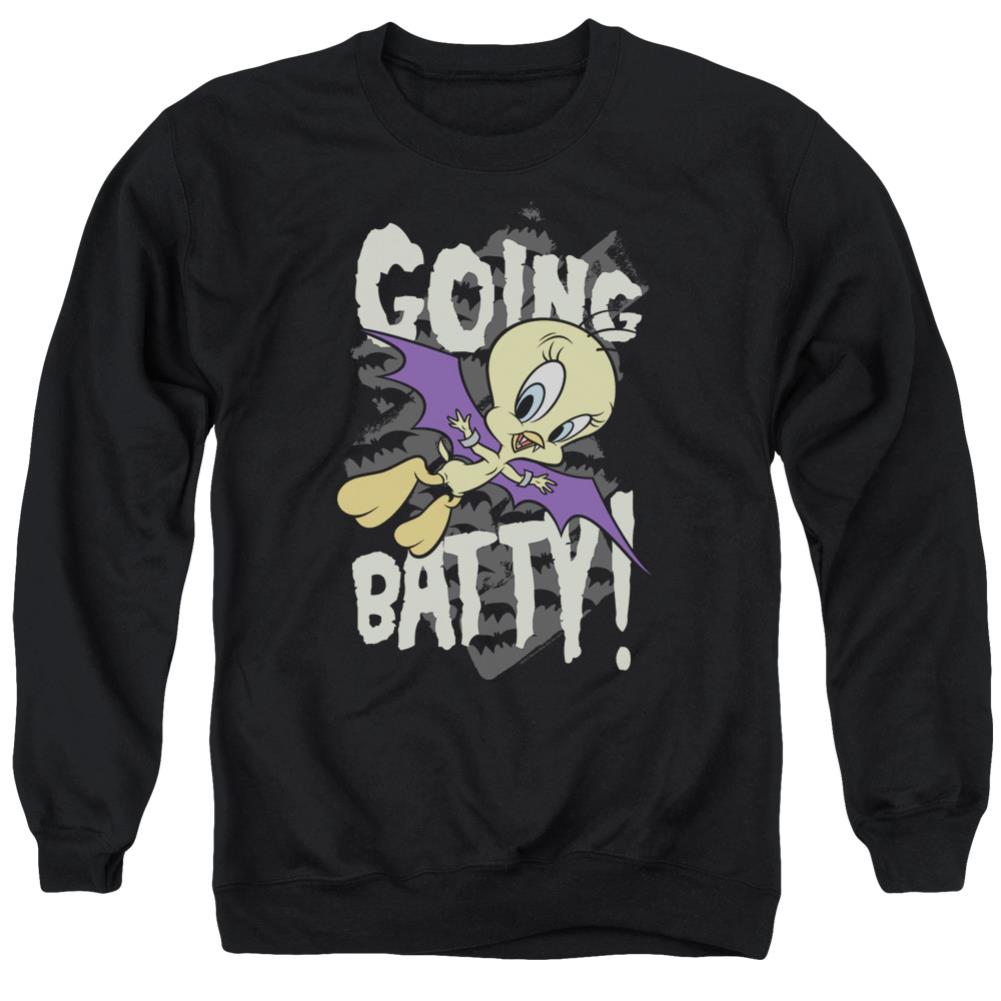 Looney Tunes Going Batty Men's Crewneck 50 50 Poly Long-Sleeve T-Shirt