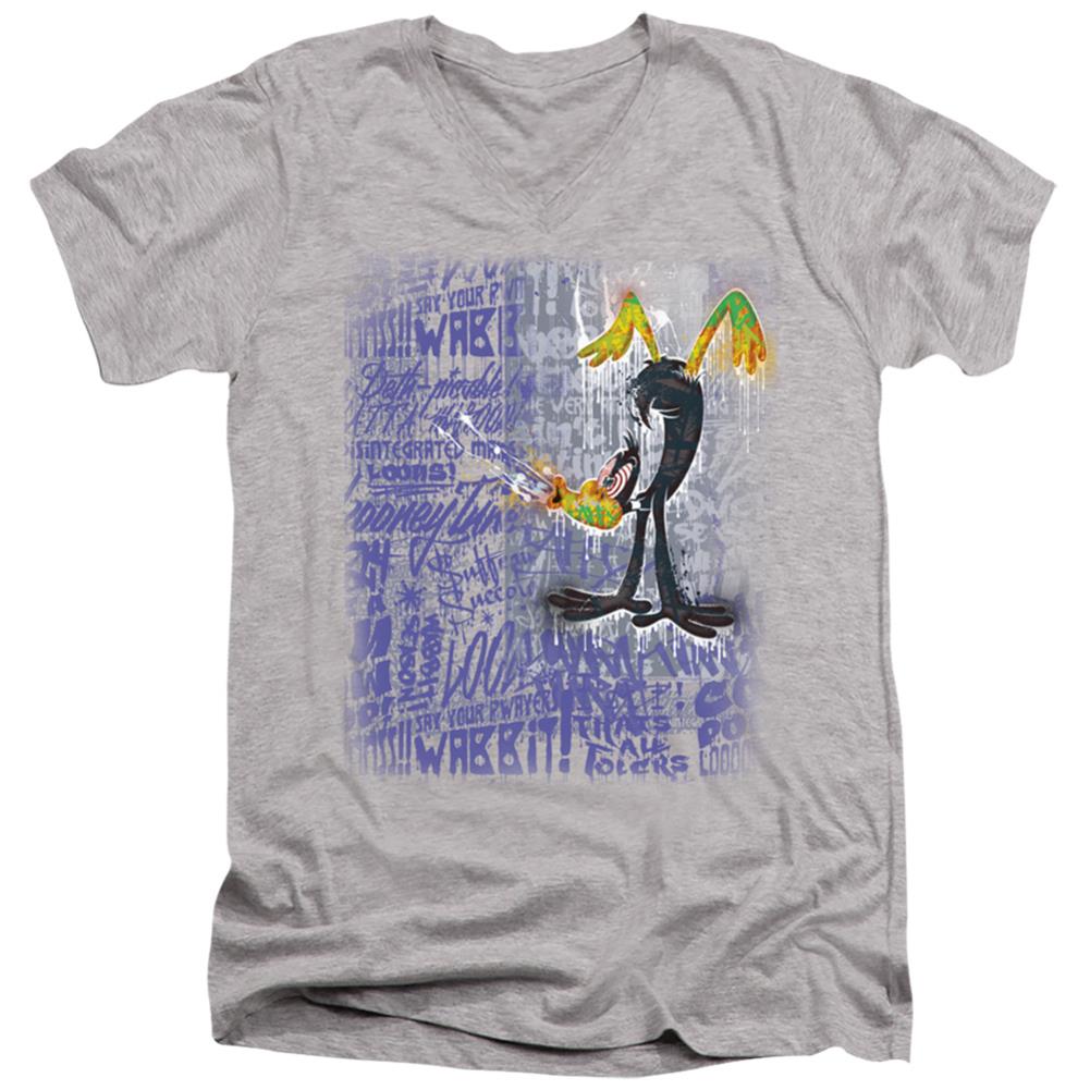 Looney Tunes Graffiti Duck Men's 30/1 Cotton Slim V-Neck T-Shirt