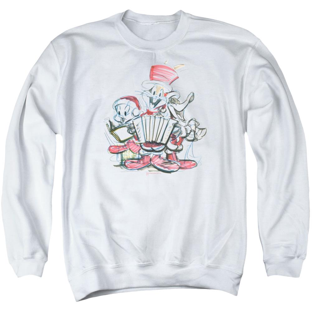 Looney Tunes Holiday Sketch Men's Crewneck 50 50 Poly Long-Sleeve T-Shirt